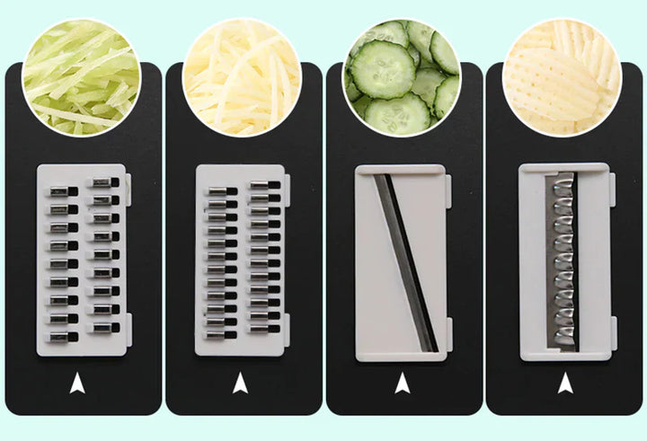 Lisslune | Multifunctional Vegetable Slicer With Catchment Container – Practical Kitchen Helper For Easy Cutting, Grating & Slicing
