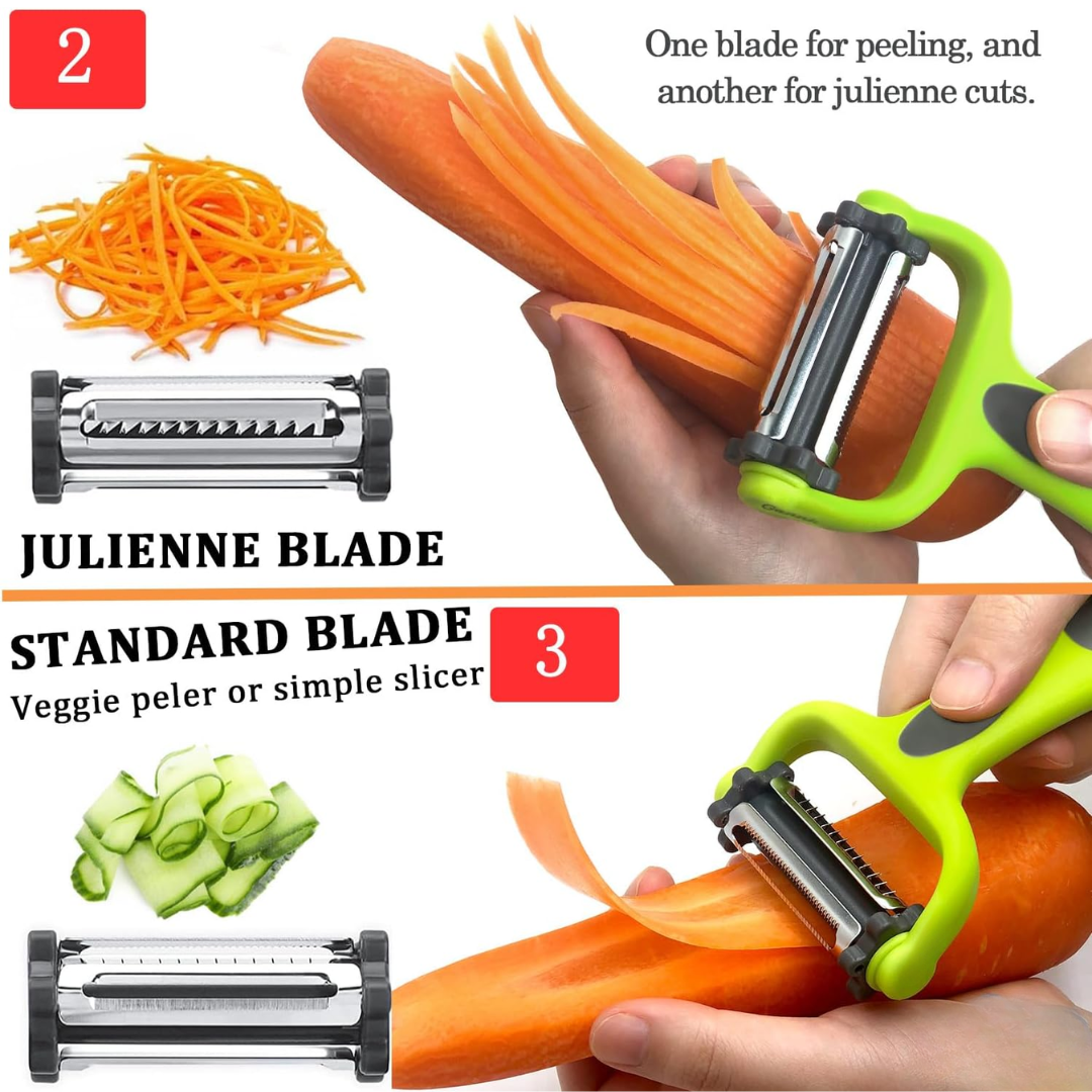 Lisslune | 3-in-1 Vegetable Peeler with Julienne Blade