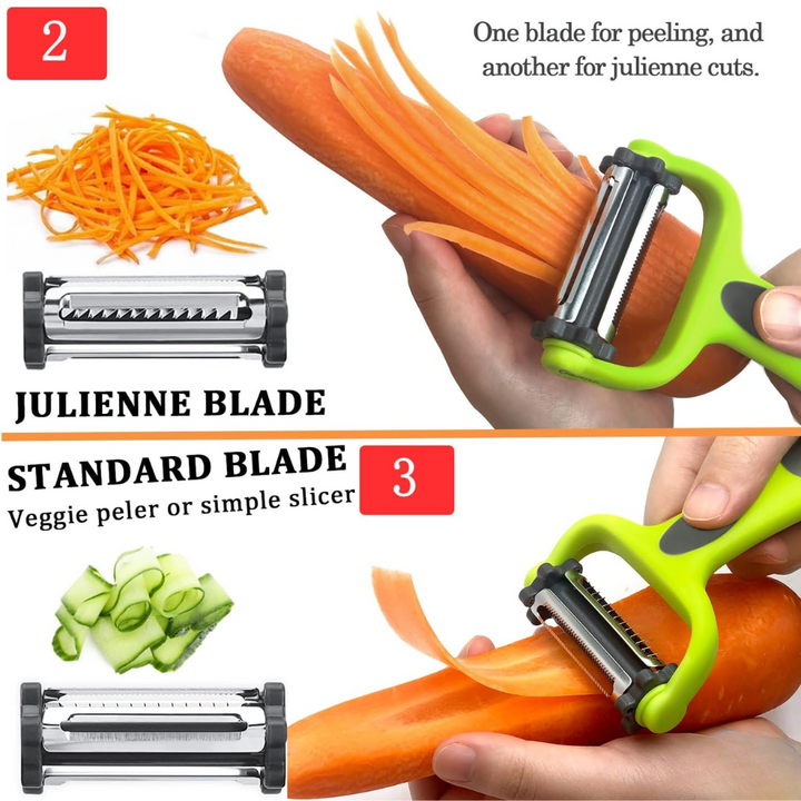 Lisslune | 3-in-1 Vegetable Peeler with Julienne Blade