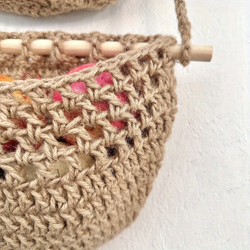 Lisslune | BohoHaven - Woven Wall Basket with 6 Hooks