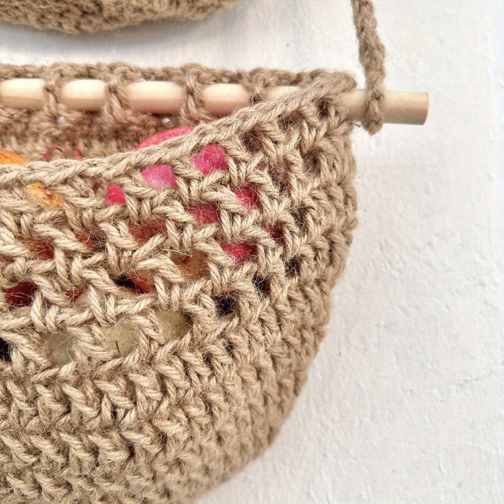 Lisslune | BohoHaven - Woven Wall Basket with 6 Hooks