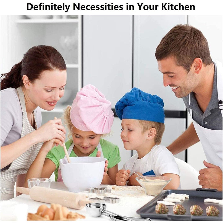 Lisslune | 3-Piece Set: Stainless Steel Cookie Scooper with Trigger