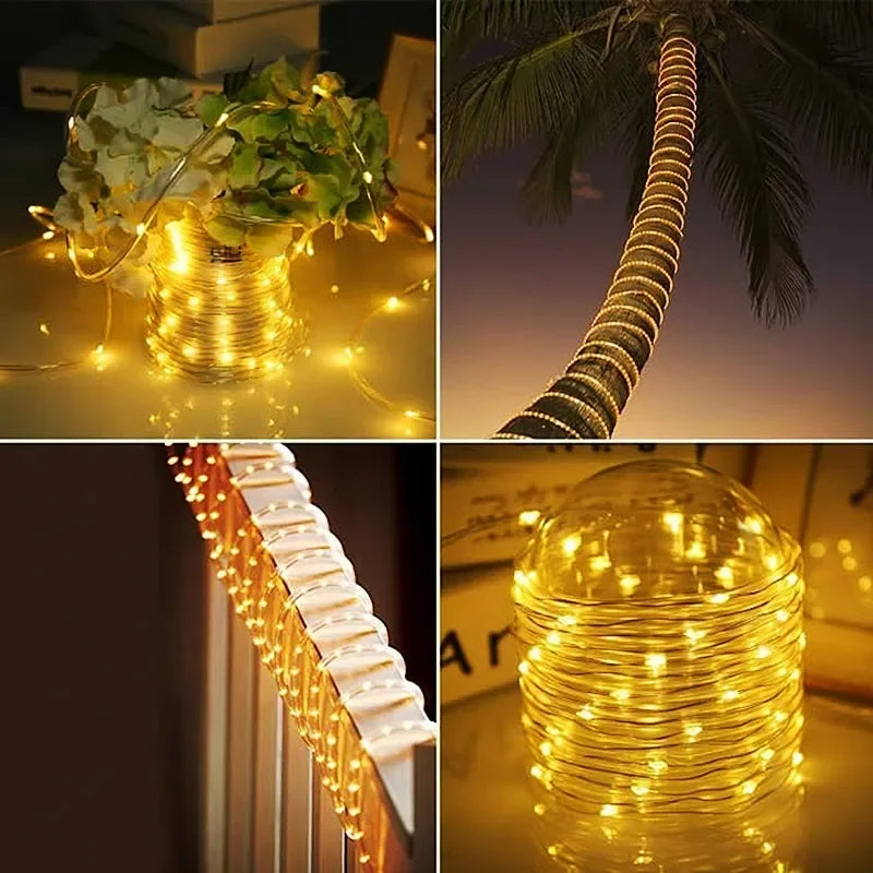 Lisslune | LED Solar String Lights - Outdoor Waterproof Lights for Christmas, Garden, Lawn, Trees, Fence, and Pathway Decor