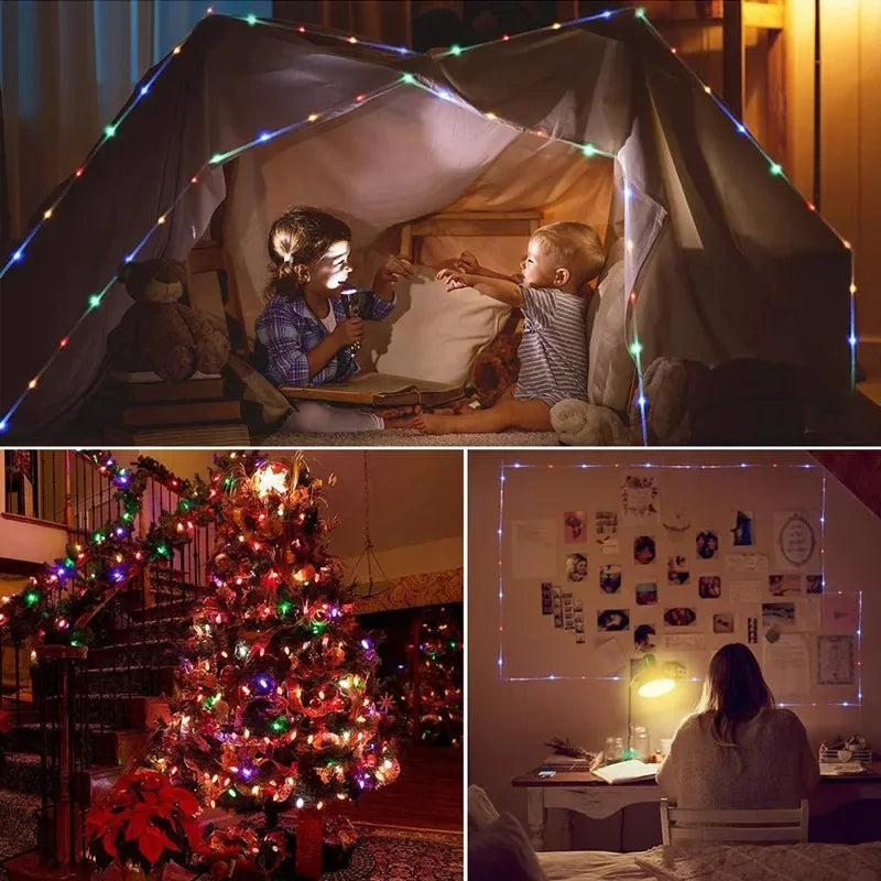 Lisslune | LED Solar String Lights - Outdoor Waterproof Lights for Christmas, Garden, Lawn, Trees, Fence, and Pathway Decor
