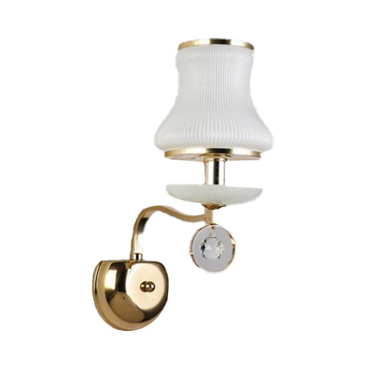 Skørter | White Glass Bell Wall Mount Lamp Vintage 1/2 Cups Living Room LED Wall Light Fixture with Crystal Accent