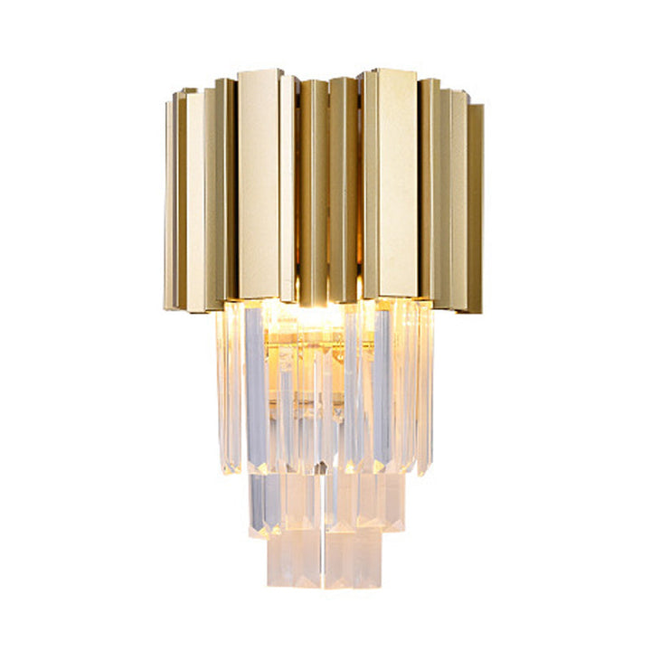 Skørter | Traditional Tiered Wall Lamp 2 Heads Clear Crystal LED Wall Fixture in Gold