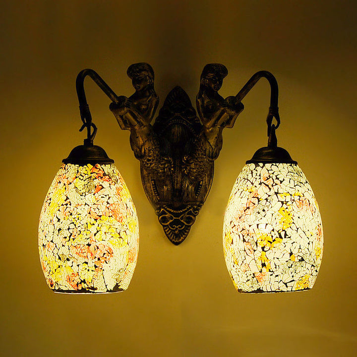 Lisslune | Maestro wall lamp Mediterranean hand-cut glass 2 lights white/red/yellow wall lamp socket