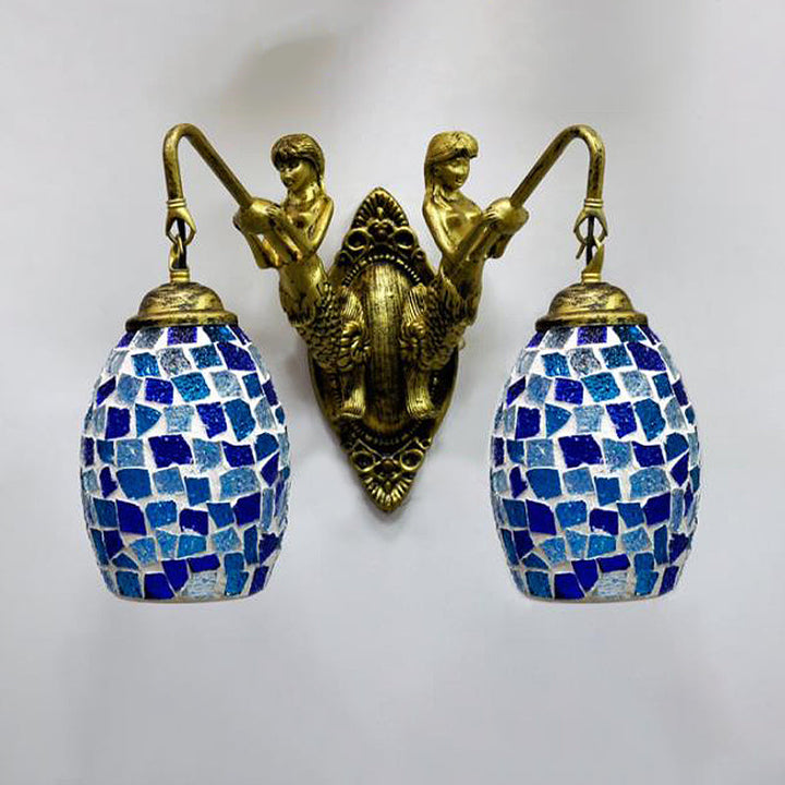 Lisslune | Maestro wall lamp Mediterranean hand-cut glass 2 lights white/red/yellow wall lamp socket