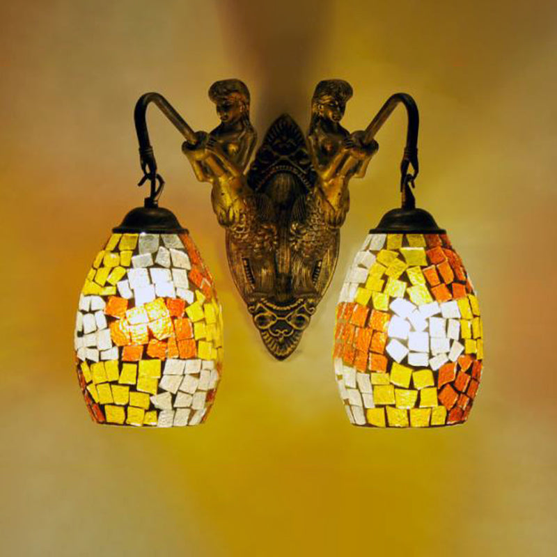 Lisslune | Maestro wall lamp Mediterranean hand-cut glass 2 lights white/red/yellow wall lamp socket