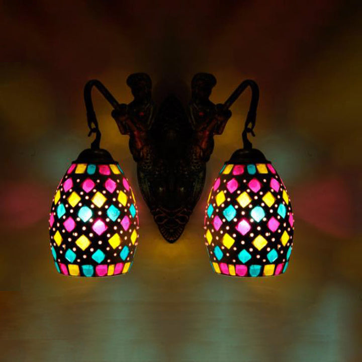 Lisslune | Maestro wall lamp Mediterranean hand-cut glass 2 lights white/red/yellow wall lamp socket