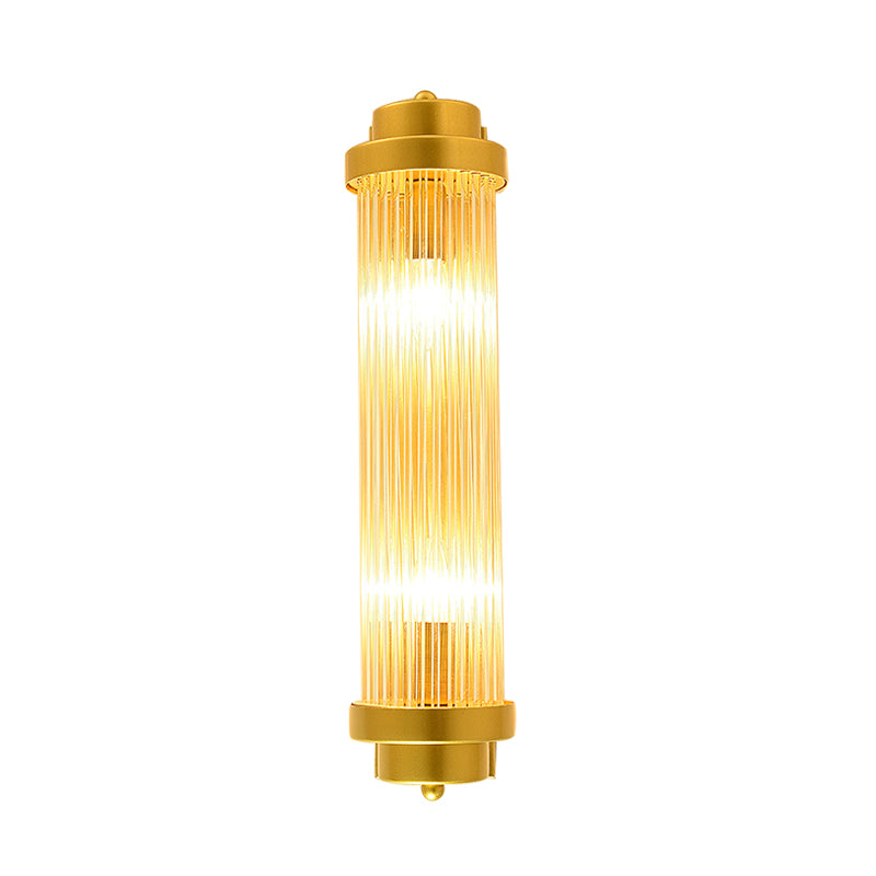 Skørter | Cylindrical Bedroom Wall Lamp Sconce Vintage Clear Glass 2 Heads Gold LED Wall Lighting Fixture