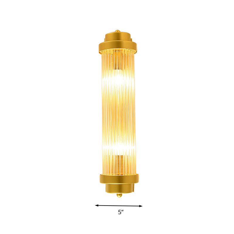 Skørter | Cylindrical Bedroom Wall Lamp Sconce Vintage Clear Glass 2 Heads Gold LED Wall Lighting Fixture