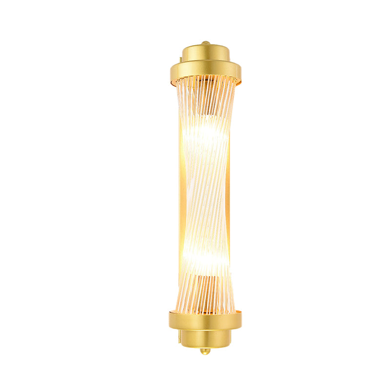 Skørter | Cylindrical Bedroom Wall Lamp Sconce Vintage Clear Glass 2 Heads Gold LED Wall Lighting Fixture