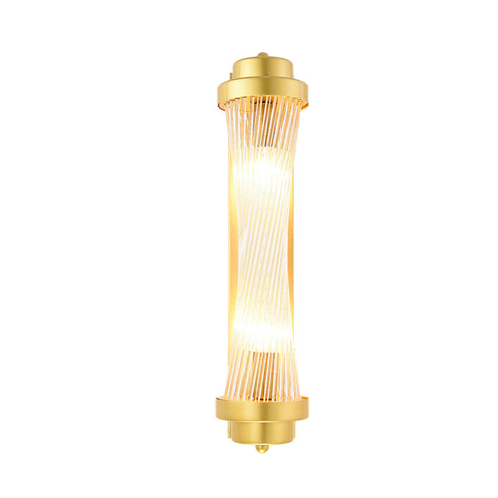 Skørter | Cylindrical Bedroom Wall Lamp Sconce Vintage Clear Glass 2 Heads Gold LED Wall Lighting Fixture