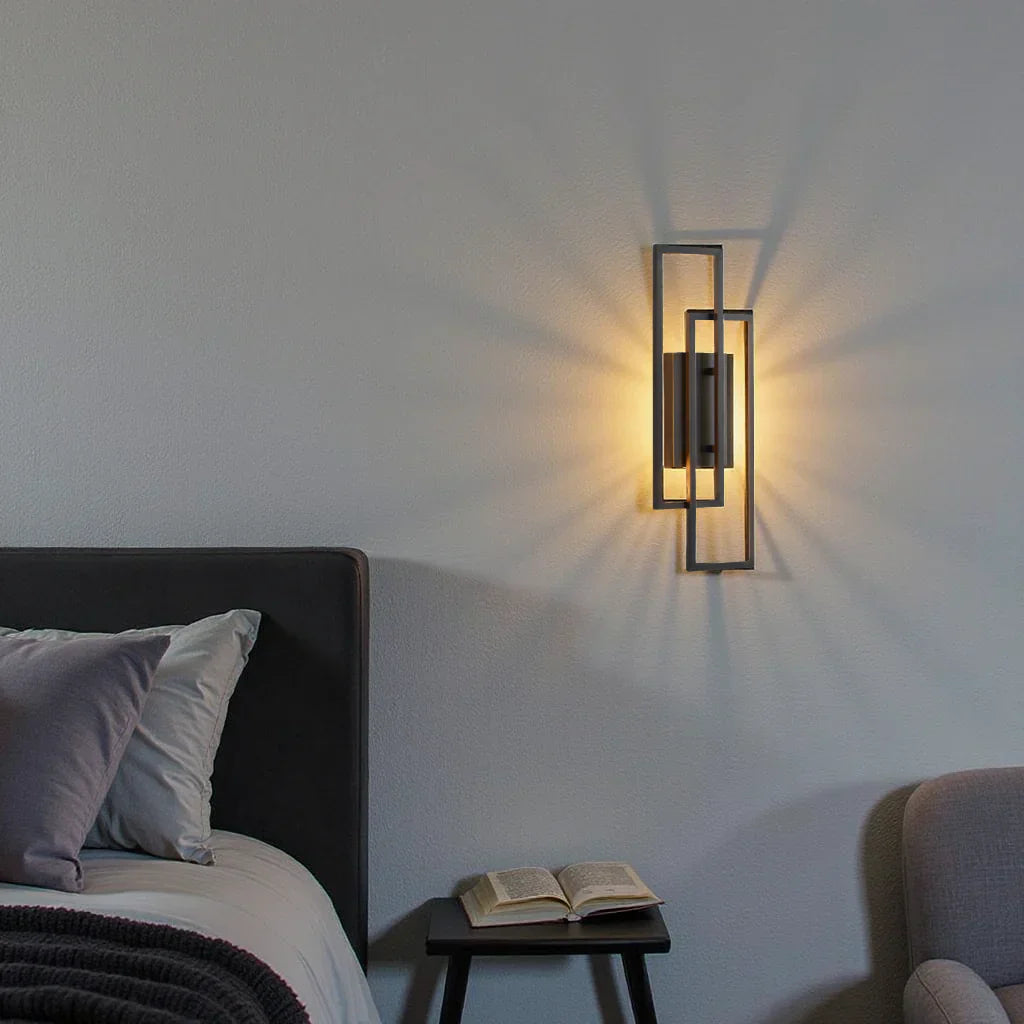 Lisslune | Modern Geometric LED Wall Light – Rectangle Design with Remote Dimming (Black or Copper Finish)