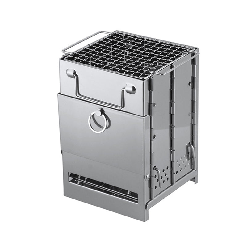 Lisslune | Outdoor Folding Wood Stove Mini Stainless Steel Grill Camping Picnic