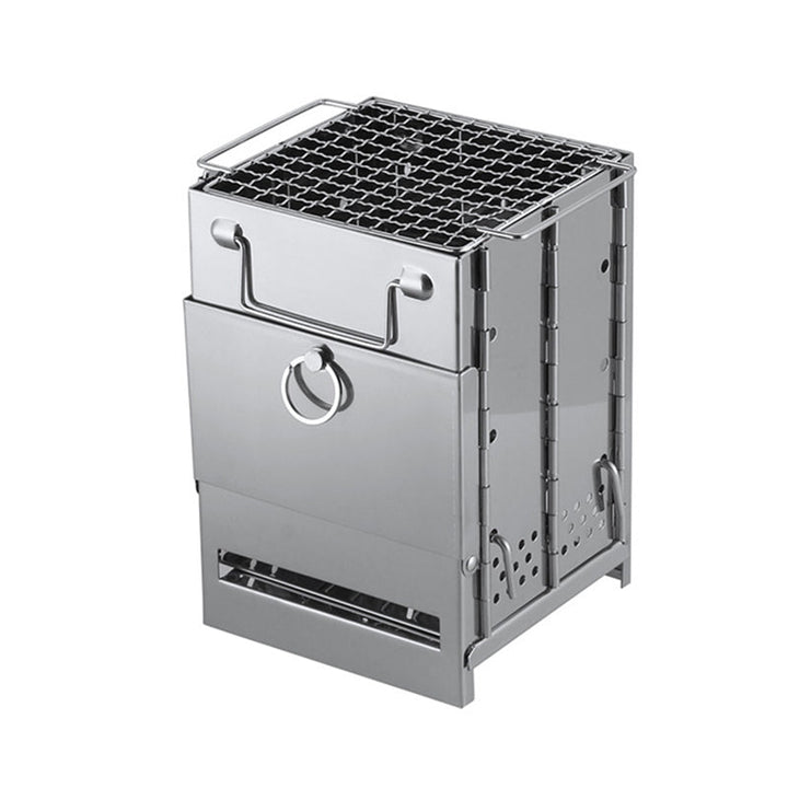 Lisslune | Outdoor Folding Wood Stove Mini Stainless Steel Grill Camping Picnic