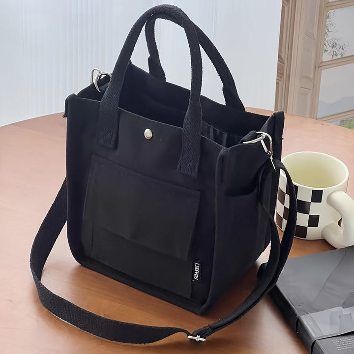 Lisslune | UrbanEase Canvas Slingbag – White Shoulder Bag with Magnetic Closure and Adjustable Strap