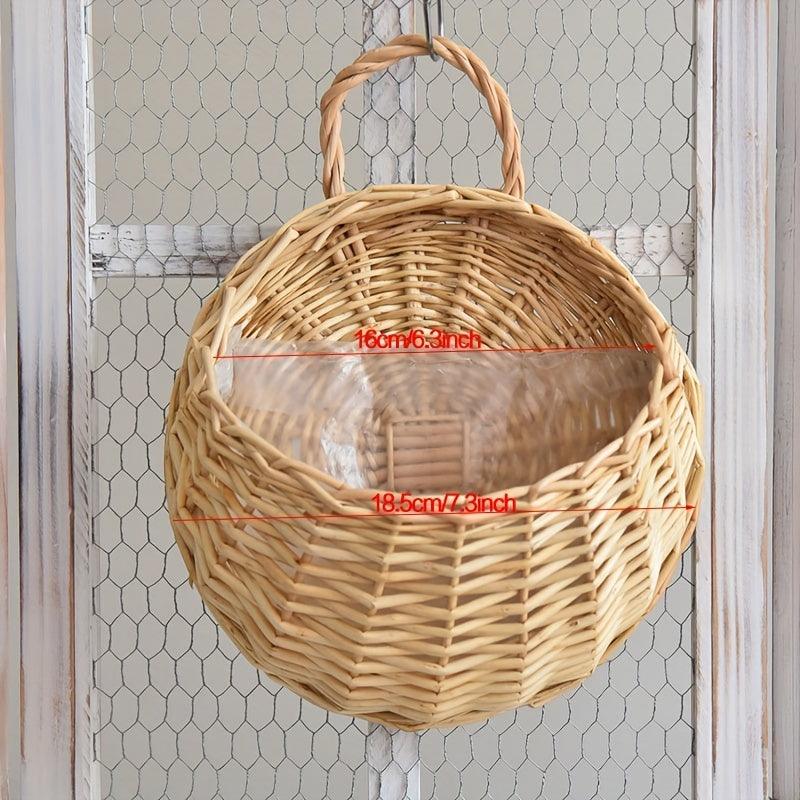 Lisslune | Rustic blue rattan flower wall basket for real or artificial flowers
