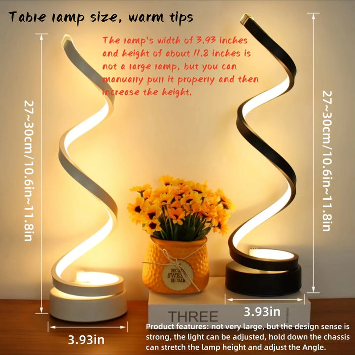 Lisslune | Modern Spiral Table Lamp – Creative LED Desk Lamp with Gentle Warm Light, Perfect for Bedroom, Living Room, and Study Decor