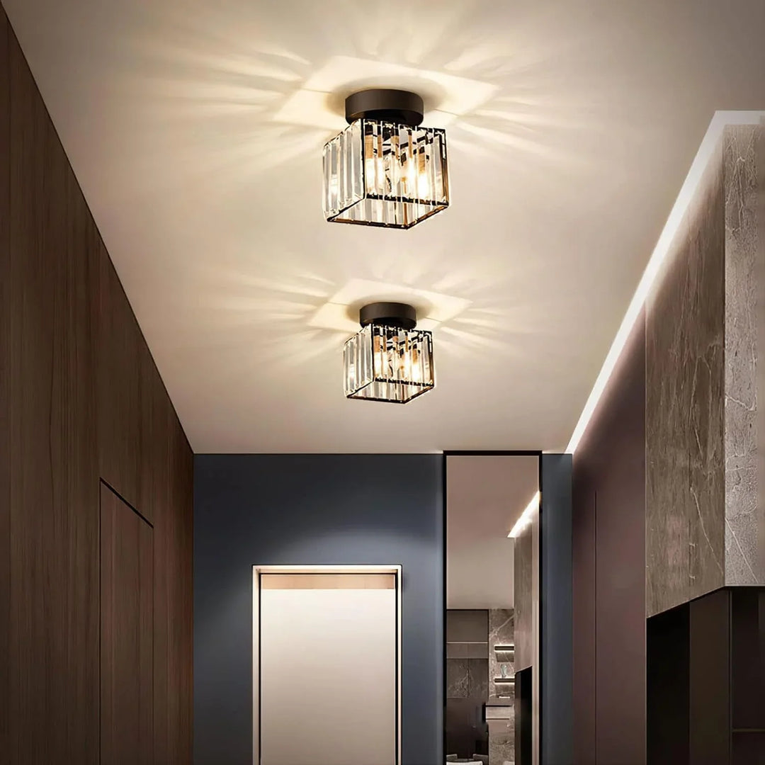 Lisslune | Modern Crystal Ceiling Light with Gold and Black Accents – Stylish Lighting for Your Home