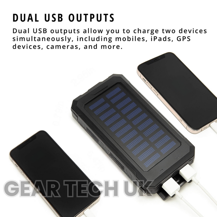 Lisslune | Fishing Power Bank 50000 mah Waterproof Solar Charger | Fishing Battery Pack with USB-C Fast Charging & LED Light