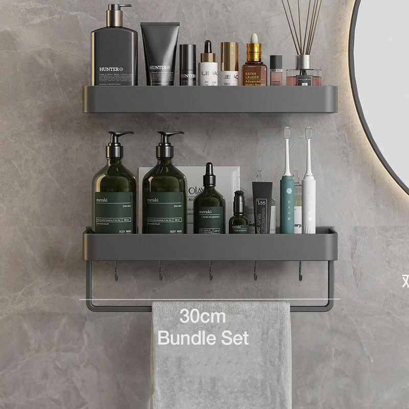 Lisslune | Contemporary, elegant bathroom shelves in gray