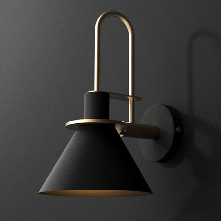 Skørter | 1 Light Nightstand Wall Mounted Light Simple Black/White/Green Wall Lamp with Conical Metal Shade