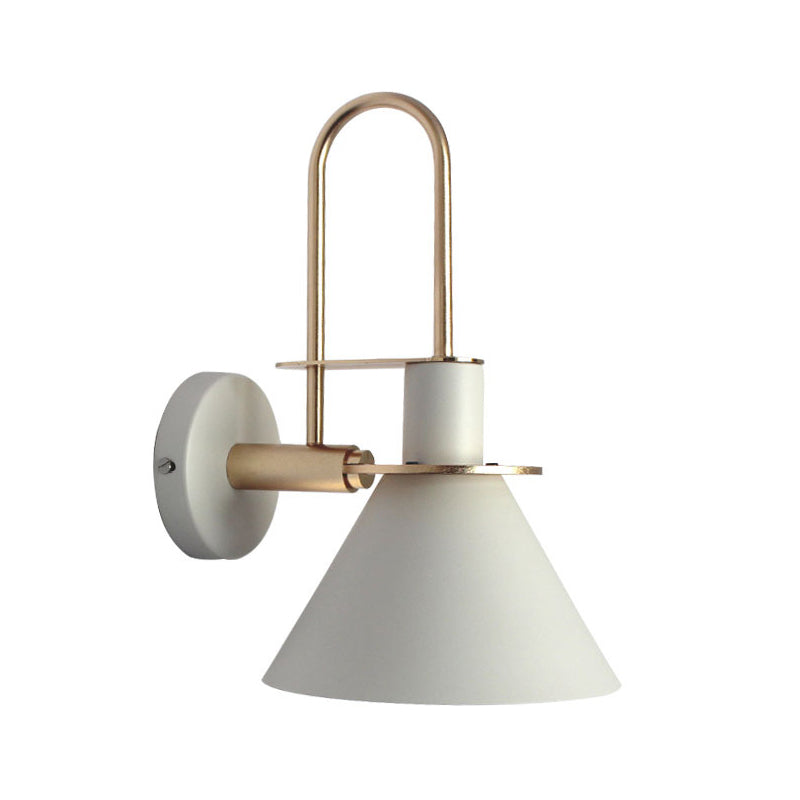 Skørter | 1 Light Nightstand Wall Mounted Light Simple Black/White/Green Wall Lamp with Conical Metal Shade