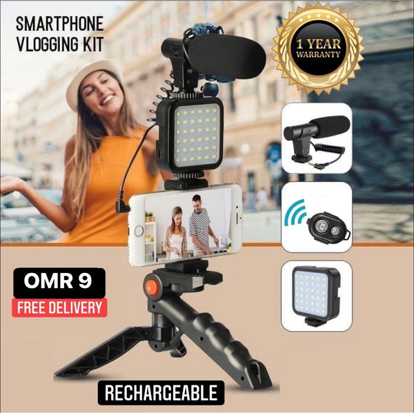 Lisslune | Professional Video Microphone Set with Tripod and LED Video Light