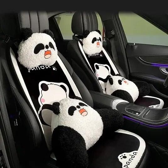 Lisslune | Warm Panda Plush Car Seat Cushion - Universal Fit for Autumn & Winter