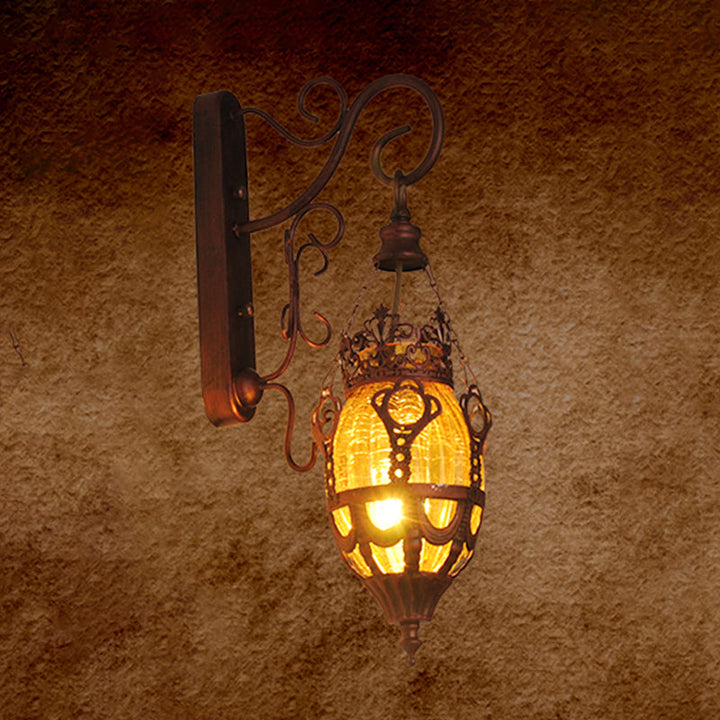 Skørter | Tiffany Urn Wall Mount Lighting 1 Light Red/Yellow/Blue Glass Wall Lamp in Bronze for Restaurant