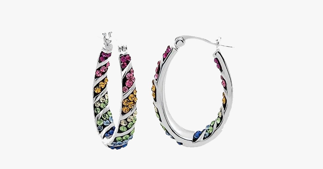Lisslune | Rainbow Hoop Crystal Earrings