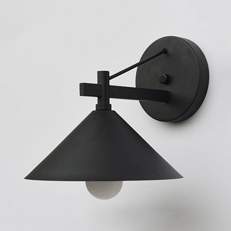 Lisslune | Metal Cone Wall Light Vintage 1 Light Outdoor Wall Light in Black/Antique Brass/Old Silver