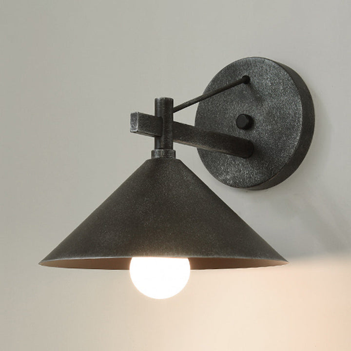 Lisslune | Metal Cone Wall Light Vintage 1 Light Outdoor Wall Light in Black/Antique Brass/Old Silver