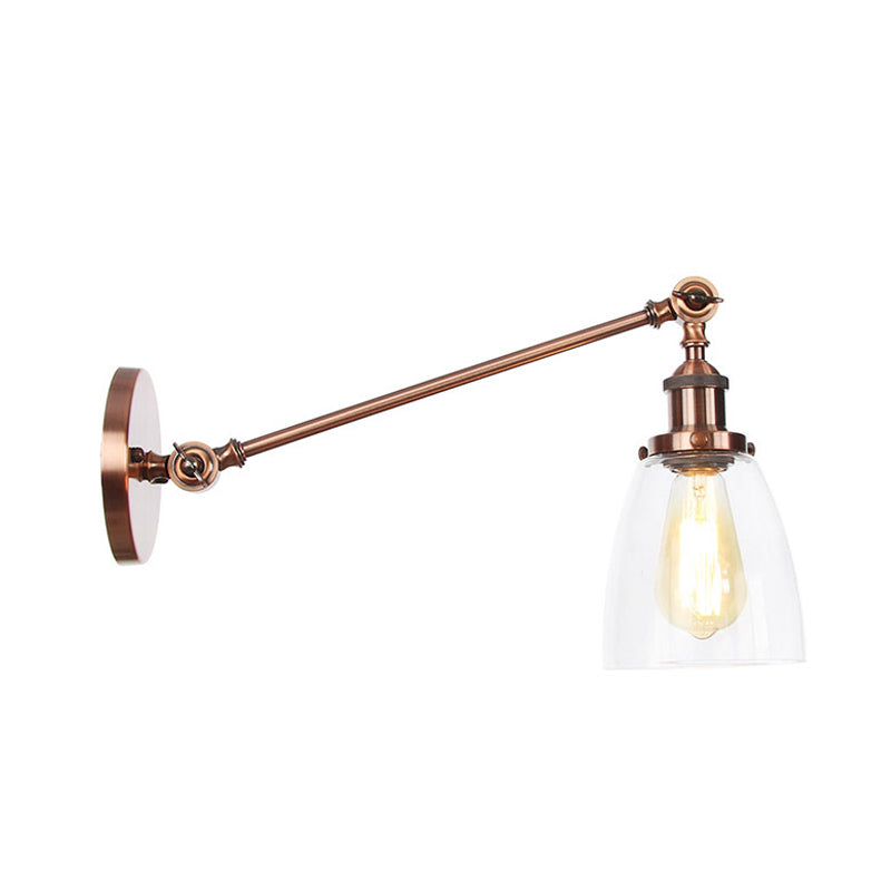 Lisslune | Black/Bronze/Brass 1-light Wall Lamp Fixture Industrial Style Clear Glass Cone Light with Arm, 8"/12" L