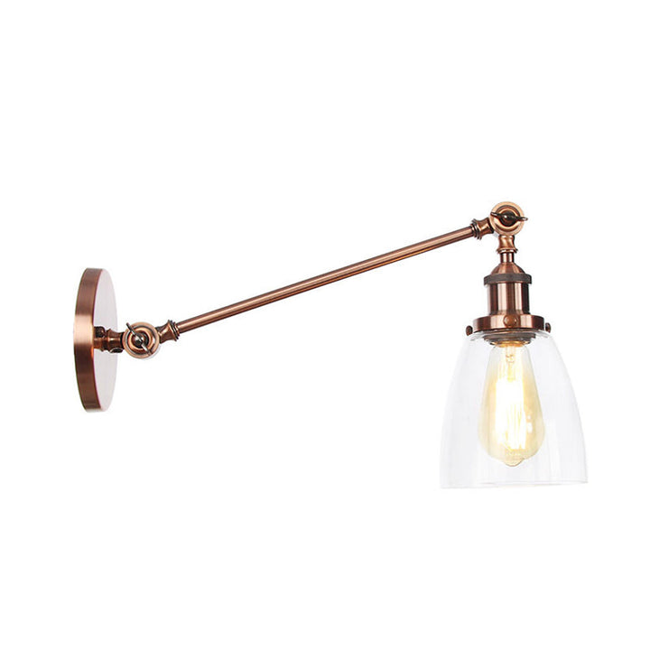 Lisslune | Black/Bronze/Brass 1-light Wall Lamp Fixture Industrial Style Clear Glass Cone Light with Arm, 8"/12" L