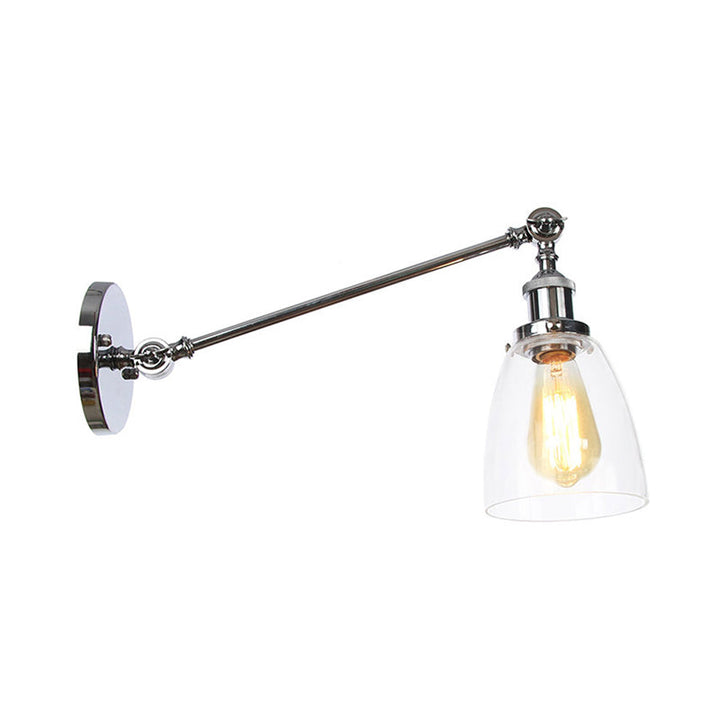 Lisslune | Black/Bronze/Brass 1-light Wall Lamp Fixture Industrial Style Clear Glass Cone Light with Arm, 8"/12" L