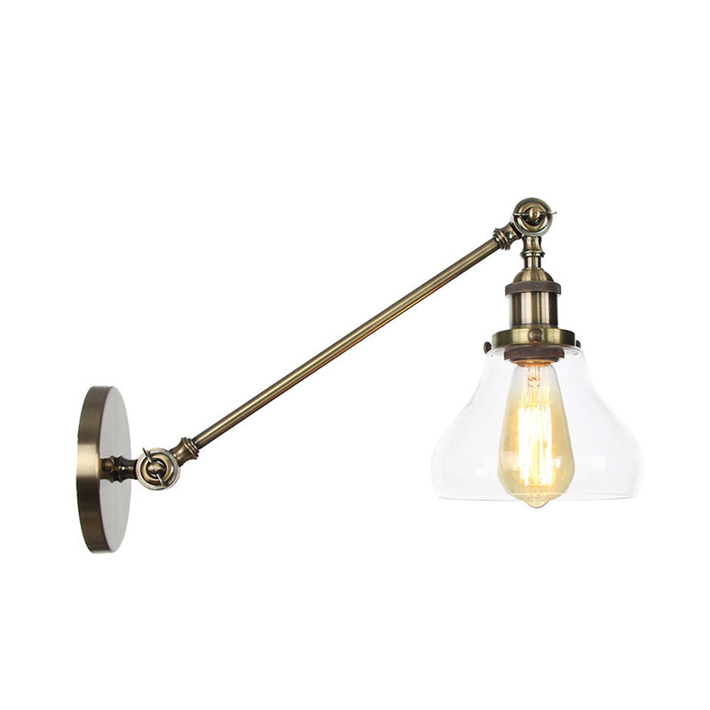 Lisslune | 1 Light Indoor Lighting Fixture Farmhouse Black/Bronze/Brass Wall Lamp with Pear Clear Glass Shade, 8"/12" L Arm