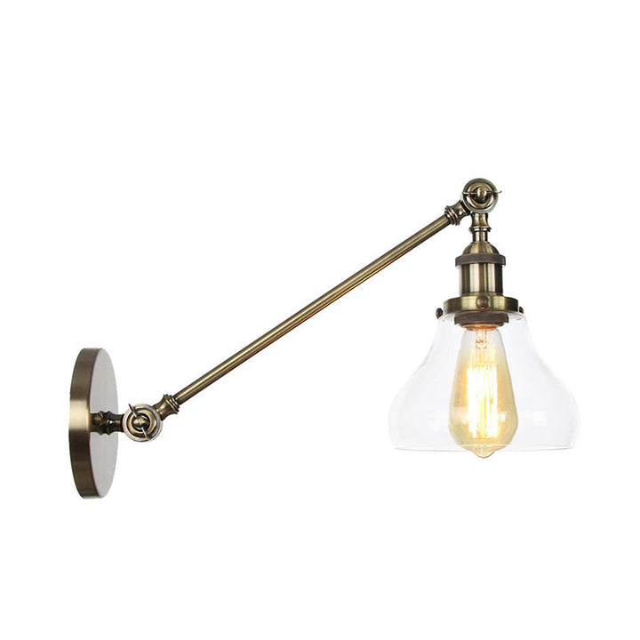 Lisslune | 1 Light Indoor Lighting Fixture Farmhouse Black/Bronze/Brass Wall Lamp with Pear Clear Glass Shade, 8"/12" L Arm