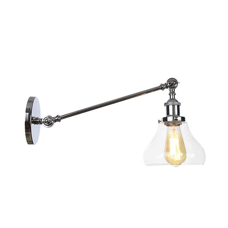 Lisslune | 1 Light Indoor Lighting Fixture Farmhouse Black/Bronze/Brass Wall Lamp with Pear Clear Glass Shade, 8"/12" L Arm