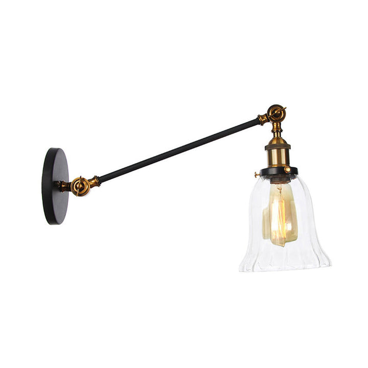 Lisslune | Black/Bronze/Brass 1 Light Wall Lighting Unit Vintage Clear Glass Bell Wall Lamp with Arm, 8"/12" Long