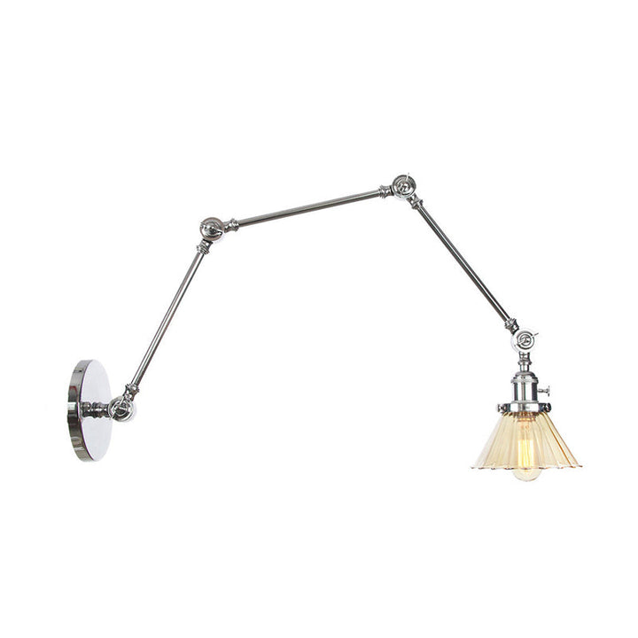 Skørter | Industrial Cone Wall Mounted Light 1 Light  
Clear/Amber Glass Wall Light in Black/Bronze/Brass with Arm, 8"+8"/8"+8"+8" Long