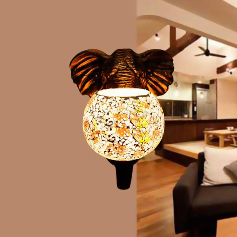 Lisslune | 1 Light Living Room Wall Lamp Globe Mediterranean White/Pink/Yellow Sconce with Globe Stained Glass Shade