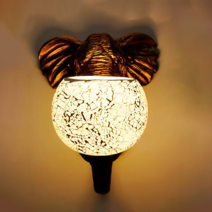 Lisslune | 1 Light Living Room Wall Lamp Globe Mediterranean White/Pink/Yellow Sconce with Globe Stained Glass Shade