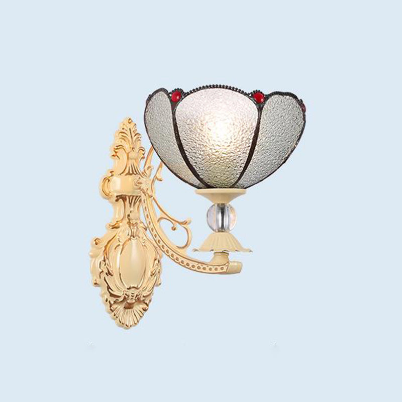 Lisslune | Tiffany Blossom Wall Mounted Lighting 1 Light Hand-Cut Glass Wall Lamp Fixture in White/Orange/Pink for Hallway