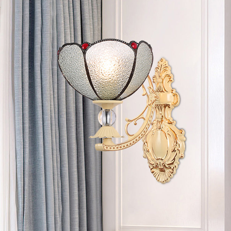 Lisslune | Tiffany Blossom Wall Mounted Lighting 1 Light Hand-Cut Glass Wall Lamp Fixture in White/Orange/Pink for Hallway