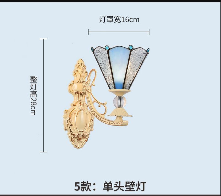 Lisslune | Cut Glass White/Red/Pink Wall Lamp Cone/Flower/Dome 1 Light Mediterranean Wall Mounted Lamp for Outdoor