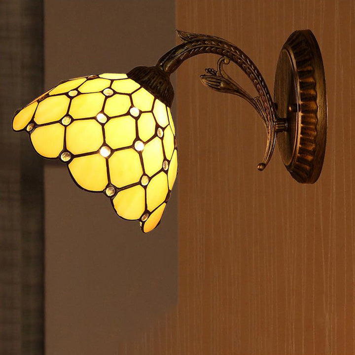 Lisslune | 1 Light Wall Mounted Lighting Baroque Stylish Dome Woven Art Glass Wall Lamp in Red/Yellow/Blue for Living Room