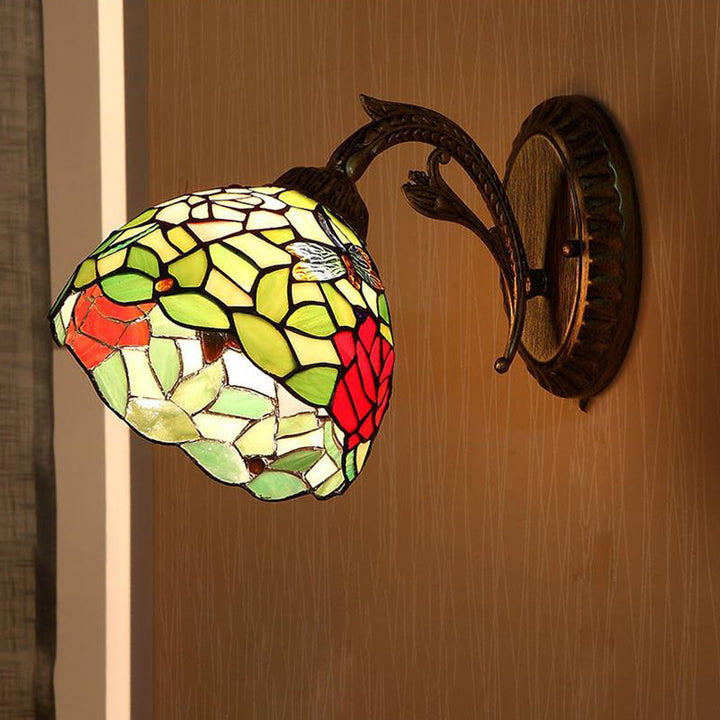 Lisslune | 1 Light Wall Mounted Lighting Baroque Stylish Dome Woven Art Glass Wall Lamp in Red/Yellow/Blue for Living Room